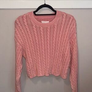 Aerie Mini Cropped Cable Sweater - L Pink